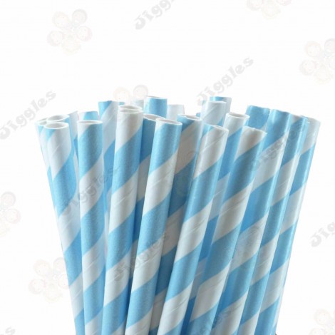Baby Blue Stripe Paper Straw