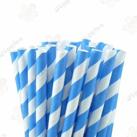 Blue Stripe Paper Straw