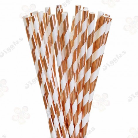 Rose Gold Stripe Paper Straw