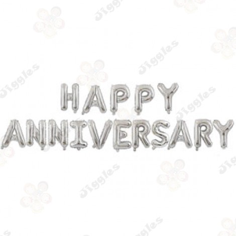 Happy Anniversary Foil Balloons Set Silver