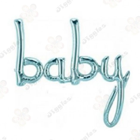 Baby Script Foil Balloon Blue