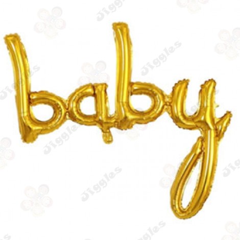 Baby Script Foil Balloon Gold