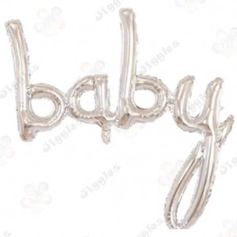 Baby Script Foil Balloon Silver