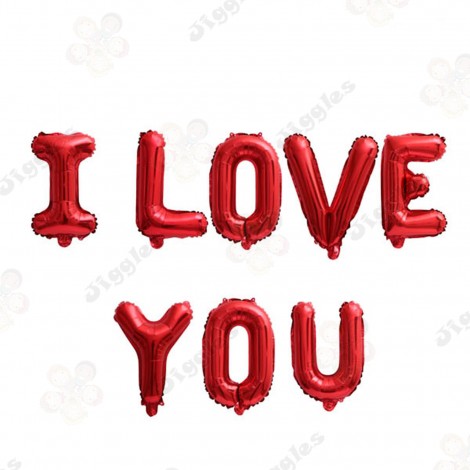 I Love You Foil Letter Balloon Set Red