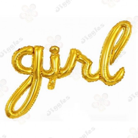 Girl Script Foil Balloon Gold