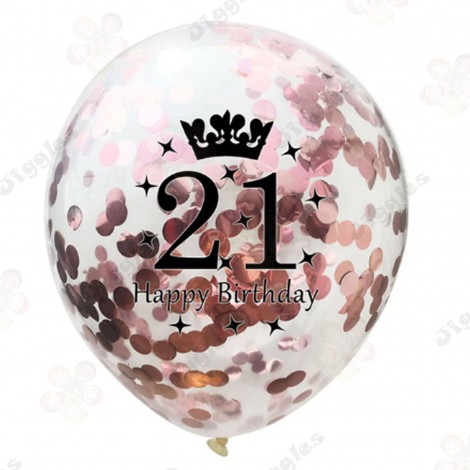 Rose Gold Confetti Balloon 21st Birthday