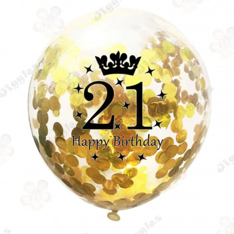 Gold Confetti Balloon 21st Birthday
