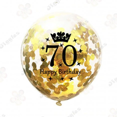 Gold Confetti Balloon 70th Birthday