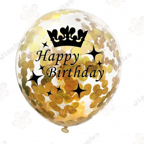 Gold Confetti Balloon Happy Birthday