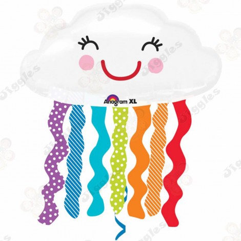 Cloud with Rainbow Foil Balloon