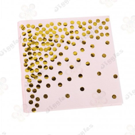 Gold Foil Dots Design Peach Napkins