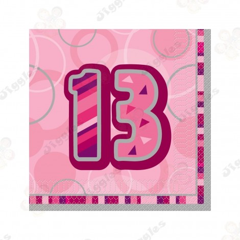 Age 13 Pink Birthday Glitz Napkins 