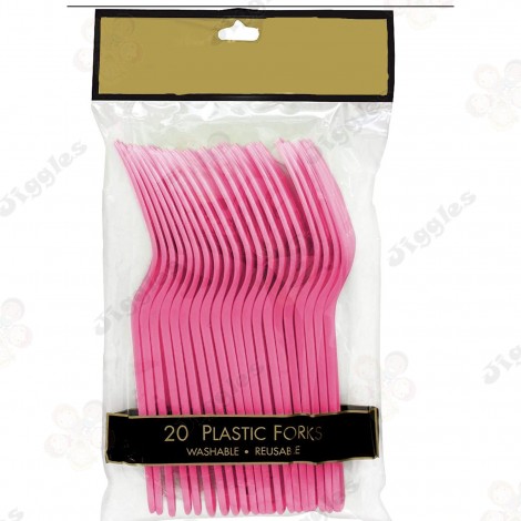 Pink Plastic Forks Set