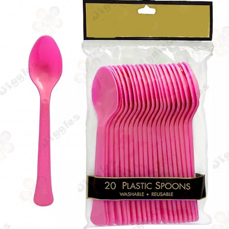 Pink Plastic Spoons Set