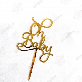 Oh Baby Acrylic Cake Topper Gold