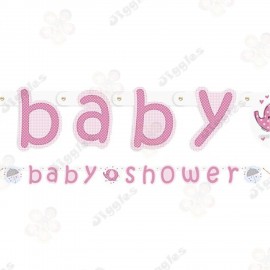 Baby Shower Banner Pink Elephant