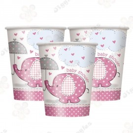 Baby Shower Cups Pink Elephant