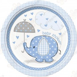 Baby Shower Plates Blue Elephant
