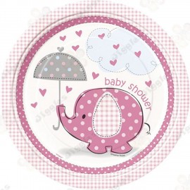 Baby Shower Plates Pink Elephant