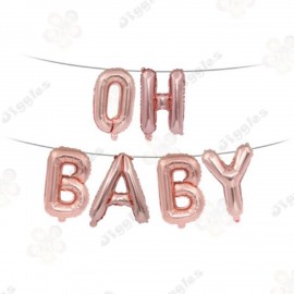 Oh Baby Foil Balloon Banner Rose Gold