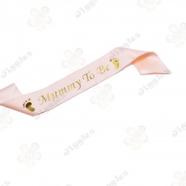Mummy To Be Sash Peach with Gold Text