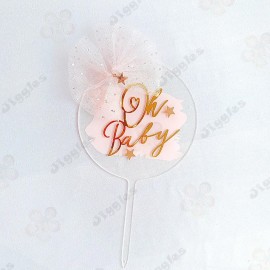 Oh Baby Acrylic Cake Topper Pink