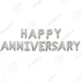Happy Anniversary Foil Balloons Set Silver
