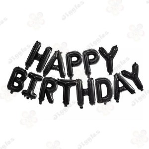 Happy Birthday Foil Balloon Set Black
