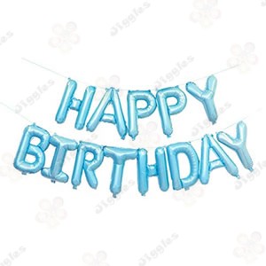 Happy Birthday Foil Balloon Set Pastel Blue