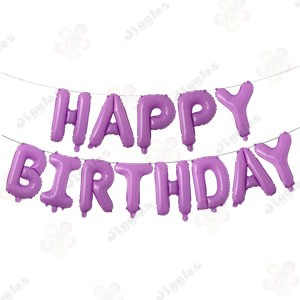 Happy Birthday Foil Balloon Set Purple