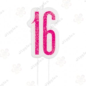 16th Pink Birthday Glitz Candle