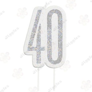 40th Silver Birthday Glitz Candle