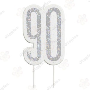 90th Silver Birthday Glitz Candle