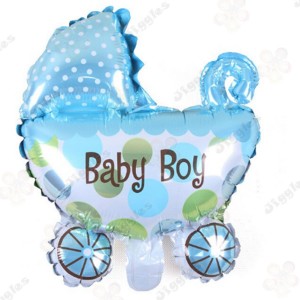 Baby Stroller Foil Balloon Blue Mini