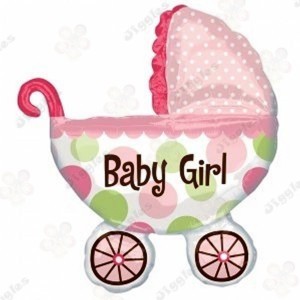 Baby Stroller Foil Balloon Pink Large