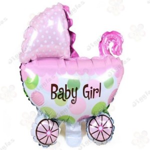 Baby Stroller Foil Balloon Pink Mini