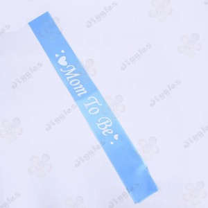 Mom To Be Sash Blue with White Text