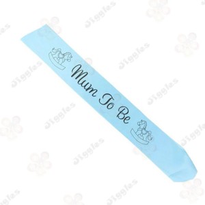 Mum To Be Sash Blue with Black Text