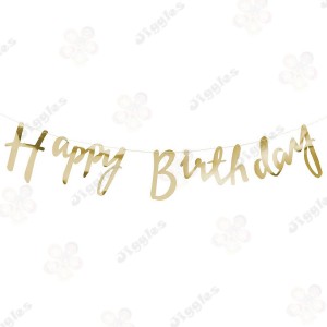 Happy Birthday Laser Cut Foil Gold Banner