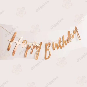 Happy Birthday Laser Cut Foil Rose Gold Banner