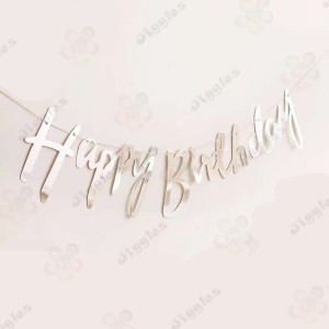 Happy Birthday Laser Cut Foil Silver Banner