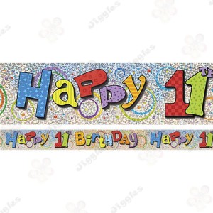Happy 11th Birthday Holographic Foil Banner 