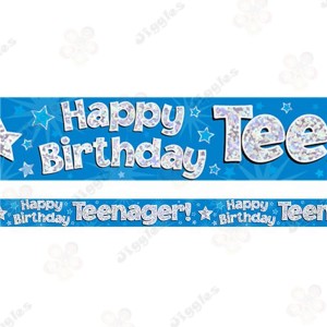 Happy Birthday Teenager Holographic Foil Banner 