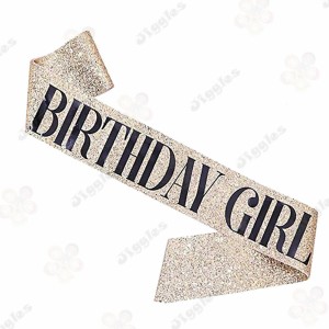 Birthday Girl Sash Glitter Gold