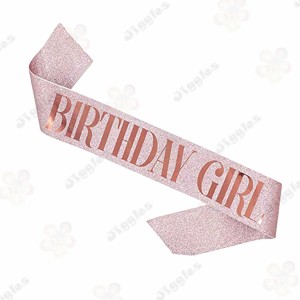 Birthday Girl Sash Glitter Rose Gold