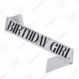 Birthday Girl Sash Glitter Silver