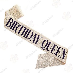 Birthday Queen Sash Glitter Gold