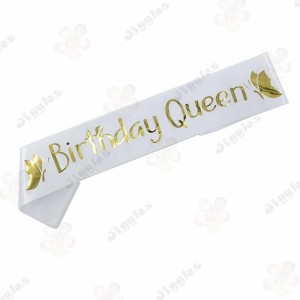 Birthday Queen Sash White