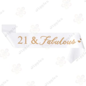 21 & Fabulous White Sash 