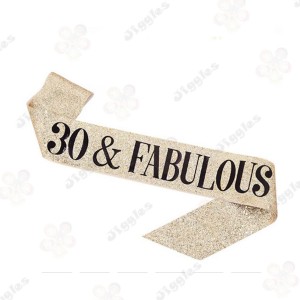 30 & Fabulous Glitter Sash - Gold